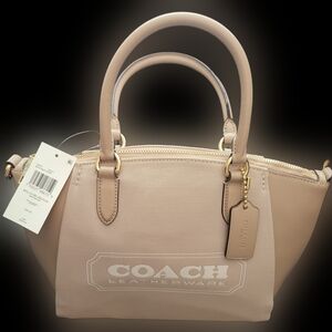 NWT Coach Elise Mixed Material Satchel in Taupe